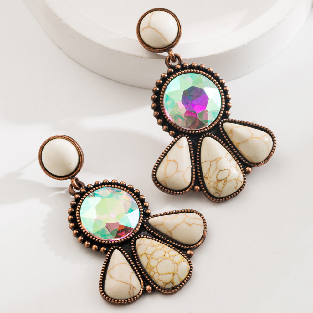 Wholesale Fashion Vintage Bohemian Turquoise Fashion Trend Temperament Versatile Stud Earrings